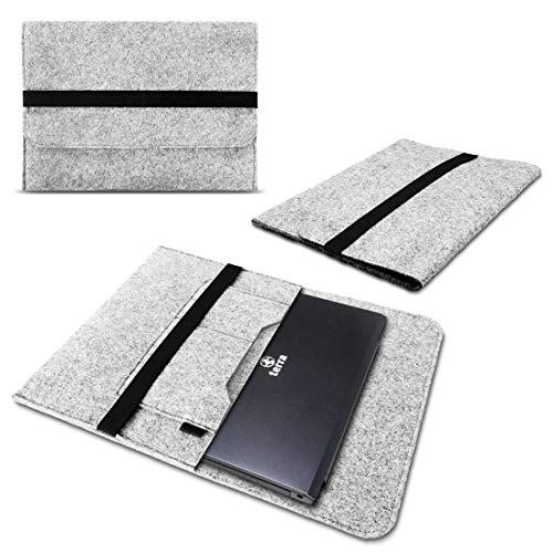 Schutzhülle kompatibel für Terra Mobile 1550 Sleeve Hülle Tasche aus Filz mit Innentaschen Cover 15.6 Zoll Notebook Laptop Case, Farbe:Hell Grau von Nauci