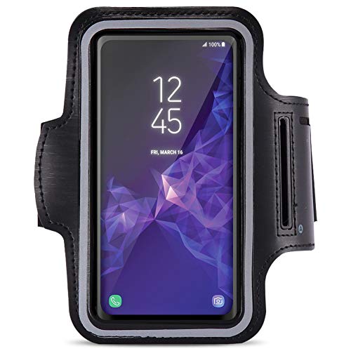 Sportarmband kompatibel für Samsung Galaxy S9 Jogging Tasche Handy Hülle Fitnesstasche Lauf Sport Case, Farben:Schwarz von Nauci