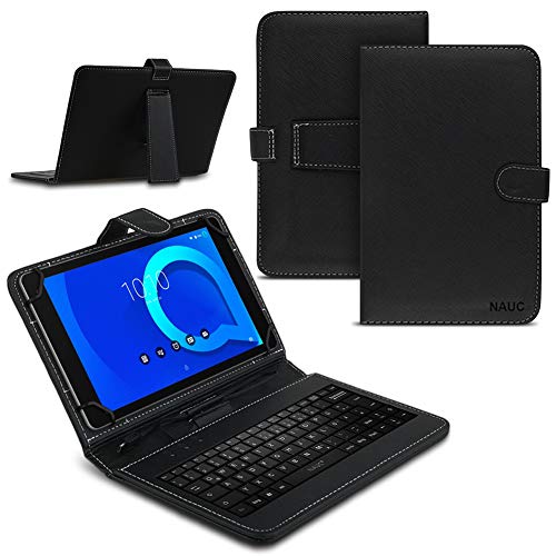 Tablet Hülle für Alcatel 3T 10 Tasche Tastatur Keyboard QWERTZ Schutzhülle Cover Standfunktion USB Schutz Case von Nauci