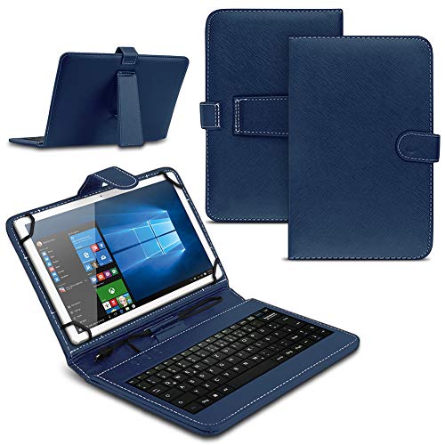 Tablet Hülle kompatibel für Amazon Fire HD 10 / Plus 2021 Tasche Tastatur Keyboard QWERTZ Schutzhülle Cover Standfunktion USB Schutz Case, Farben:Blau von Nauci