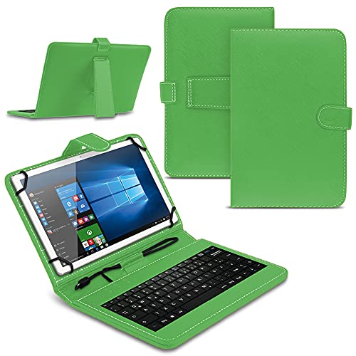 Tablet Hülle kompatibel für Jay-tech G10.11 LTE / G10.10 Tasche Tastatur Keyboard QWERTZ Schutzhülle Cover Standfunktion USB Schutz Case, Farben:Grün von Nauci