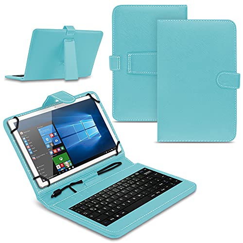 Tablet Hülle kompatibel für Jay-tech G10.11 LTE / G10.10 Tasche Tastatur Keyboard QWERTZ Schutzhülle Cover Standfunktion USB Schutz Case, Farben:Türkis von Nauci