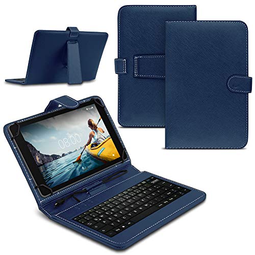 Tablet Hülle kompatibel für Medion Lifetab E10814 Tasche Tastatur Keyboard QWERTZ Schutzhülle Cover Standfunktion USB Schutz Case, Farben:Blau von Nauci