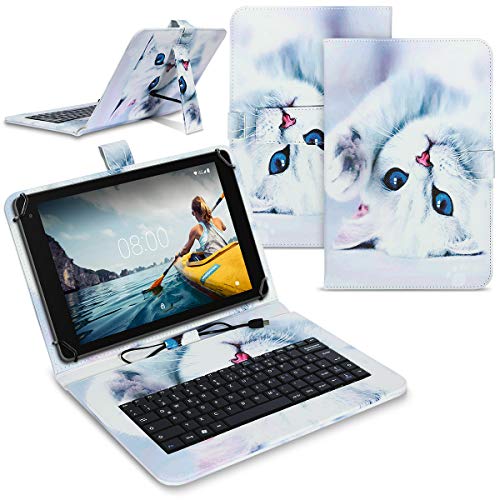 Tablet Hülle kompatibel für Medion Lifetab E10814 Tasche Tastatur Keyboard QWERTZ Schutzhülle Cover Standfunktion USB Schutz Case, Farben:Motiv 4 von Nauci