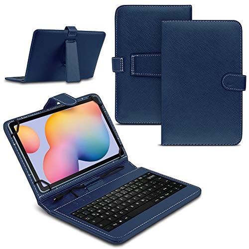 Tablet Hülle kompatibel für Samsung Galaxy Tab A7 2020 Tasche Tastatur Keyboard QWERTZ Schutzhülle Cover Standfunktion USB Schutz Case, Farben:Blau von Nauci