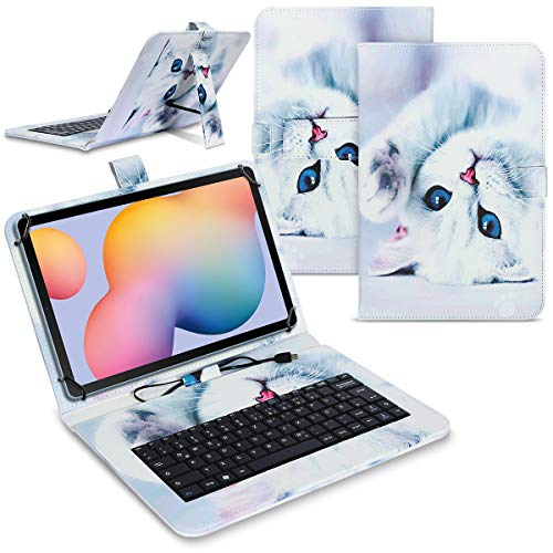 Tablet Hülle kompatibel für Samsung Galaxy Tab A7 2020 Tasche Tastatur Keyboard QWERTZ Schutzhülle Cover Standfunktion USB Schutz Case, Farben:Motiv 4 von Nauci