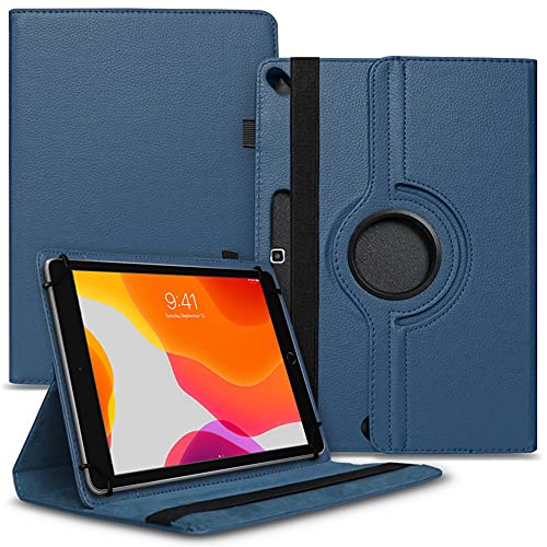 Tablet Schutz Hülle kompatibel für Apple iPad 2019 10.2 Tasche aus hochwertigem Kunstleder mit Standfunktion 360° Drehbar Cover Case, Farbe:Blau von Nauci