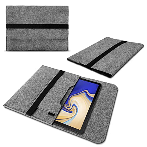 Tablet Schutzhülle kompatibel mit Samsung Galaxy Tab S9 S8 Plus Tasche aus Filz mit Innentaschen Sleeve Hülle Cover 12.4 Case, Farbe:Grau von Nauci