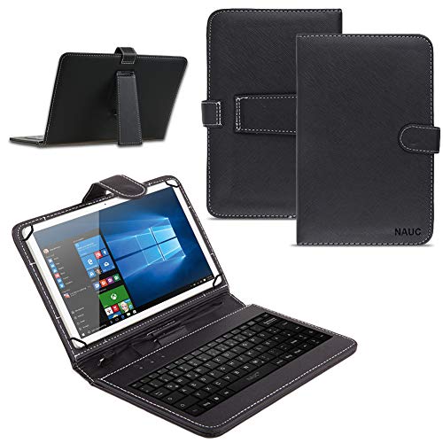 NAUCI Vodafone Tab Prime 7/6 9.6 Zoll Tablet Tasche USB Tastatur Keyboard Hülle Cover QWERTZ Standfunktion Micro USB Schutzhülle von NAUCI