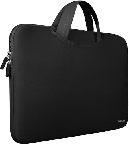 Laptop-Sleeve Bag 39.6 cm (15.6 Zoll), strapazierfähige, schlanke Aktentasche, Grifftasche und mit zwei zusätzlichen Taschen, Ultrabook, Schwarz von Naukay