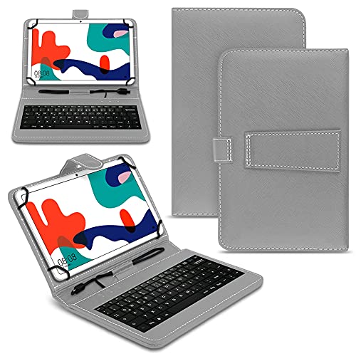 Naukita Tablet Hülle kompatibel mit Xiaomi Redmi Pad Tasche Tastatur Universal Schutzhülle Keyboard QWERTZ Layout, Farben:Grau von Naukita