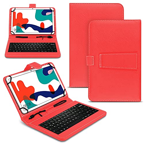 Naukita Tablet Hülle kompatibel mit Xiaomi Redmi Pad Tasche Tastatur Universal Schutzhülle Keyboard QWERTZ Layout, Farben:Rot von Naukita