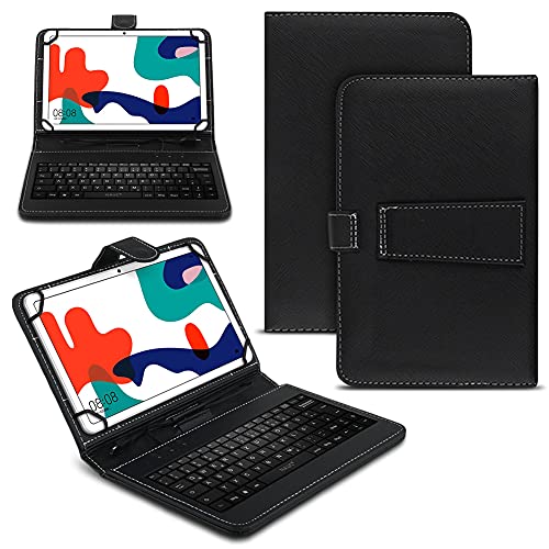Naukita Tablet Hülle kompatibel mit Xiaomi Redmi Pad Tasche Tastatur Universal Schutzhülle Keyboard QWERTZ Layout, Farben:Schwarz von Naukita