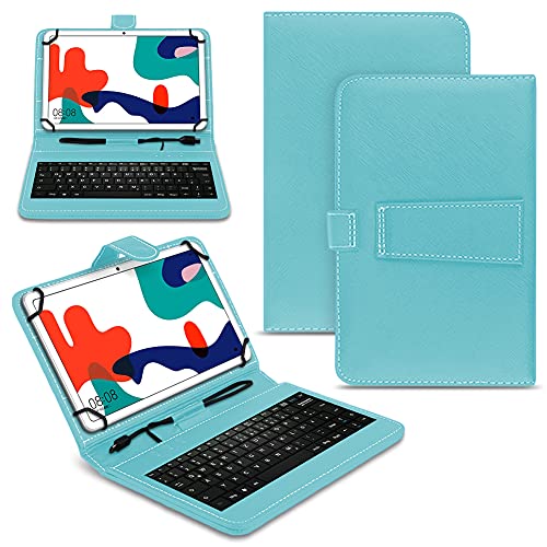 Naukita Tablet Hülle kompatibel mit Xiaomi Redmi Pad Tasche Tastatur Universal Schutzhülle Keyboard QWERTZ Layout, Farben:Türkis von Naukita