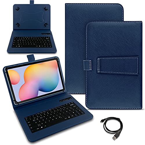 Schutzhülle QWERTZ Bluetooth Tastatur kompatibel mit Samsung Galaxy Tab S8 11.0 Hülle Cover Tablet Tasche Case Keyboard kabellos Ultra deutsches Layout, Farben:Blau von Naukita
