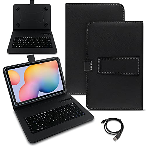 Schutzhülle QWERTZ Bluetooth Tastatur kompatibel mit Samsung Galaxy Tab S8 11.0 Hülle Cover Tablet Tasche Case Keyboard kabellos Ultra deutsches Layout, Farben:Schwarz von Naukita