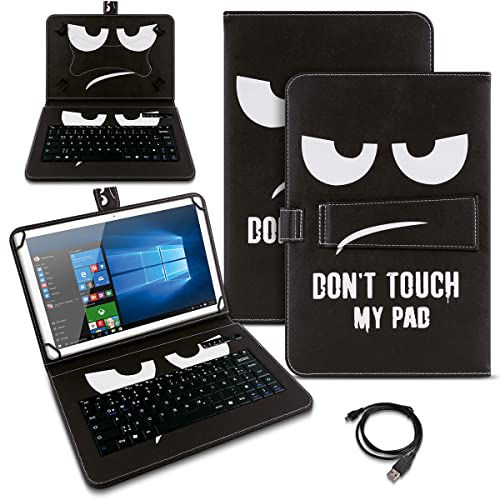 Schutzhülle QWERTZ Bluetooth Tastatur kompatibel mit Wortmann Terra Pad 1006 Hülle Cover Tablet Tasche Case Keyboard kabellos Ultra deutsches Layout, Farben:Motiv 1 von Naukita