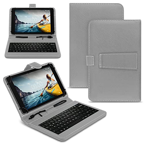 Tablet Hülle kompatibel mit Medion Lifetab E Serie 10 10.1 Zoll Tasche Tastatur Schutzhülle, Farben:Grau, Tablet:Medion Lifetab E10420 von Naukita