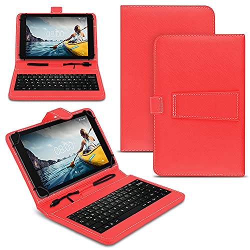 Tablet Hülle kompatibel mit Medion Lifetab E Serie 10 10.1 Zoll Tasche Tastatur Schutzhülle, Farben:Rot, Tablet:Medion Lifetab E10420 von Naukita