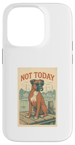 Cooles nautisches Motiv „Boxer Dog Not Today“ Hülle für iPhone 14 Pro von Nautical Dog Prints