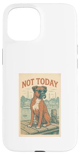 Cooles nautisches Motiv „Boxer Dog Not Today“ Hülle für iPhone 15 von Nautical Dog Prints