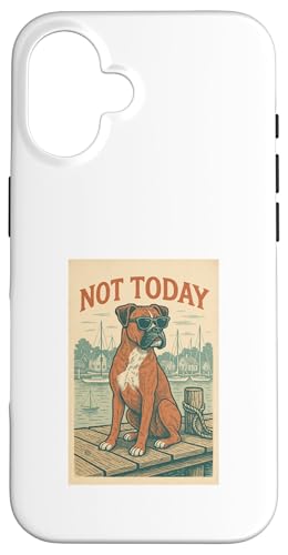 Cooles nautisches Motiv „Boxer Dog Not Today“ Hülle für iPhone 16 von Nautical Dog Prints