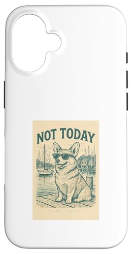 Corgi Not Today Cooler Welsh Corgi mit nautischem Aufdruck Hülle für iPhone 16 von Nautical Dog Prints
