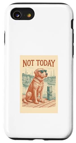 Labrador Not Today Nautischer Druck Golden Labrador Retriever Hülle für iPhone SE (2020) / 7 / 8 von Nautical Dog Prints