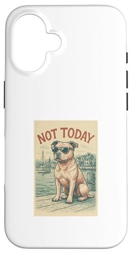 Staffordshire Bull Terrier Not Today Cooler nautischer Aufdruck Hülle für iPhone 16 Staffordshire Bull Terrier Not Today Cooler nautischer Aufdruck Hülle für iPhone 16 von Nautical Dog Prints