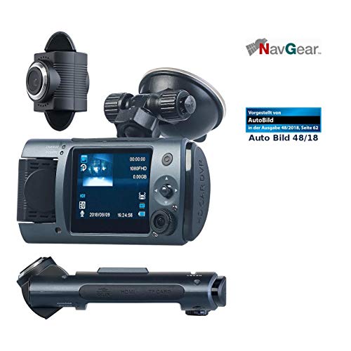 NavGear Dual Dash Cam: Full-HD-Dashcam mit 2 Objektiven, 150° Ultra-Weitwinkel, Marken-Sensor (Dashcam mit Zwei Kameras, Dashcam für vorne und hinten, Überwachungskamera) von NavGear