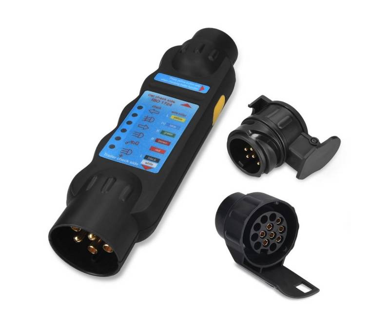 Navaris Anhängersteckdose Testgerät mit Prüfgerät und Adaptern, 7 zu 13 Pol Adapter, 21.00 cm von Navaris