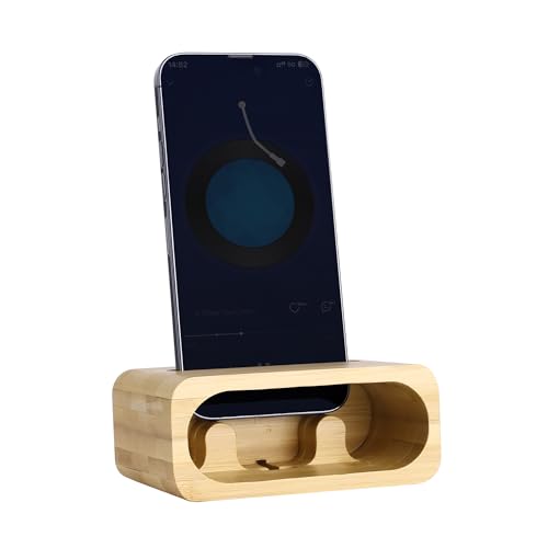 Navaris Handy Halterung aus Bambus - Handyhalter Handyständer für den Tisch aus Holz - Handy Halter Ständer mit Verstärkerfunktion - Handyhalterung mit Ladekabel-Aussparung von Navaris