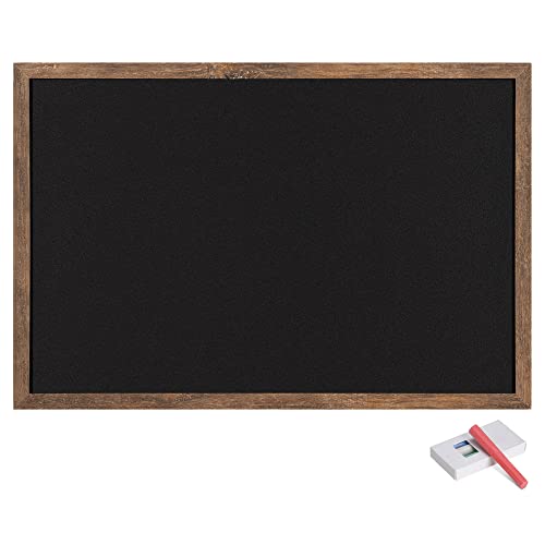 Navaris Kreidetafel mit Holzrahmen - Memoboard 70x50 cm - inkl. Kreide Pins - Tafel mit Wandhalterung - Wandtafel für Küche abwischbar - Schwarz von Navaris