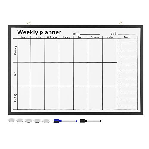 Navaris Magnettafel Magnetpinnwand Memoboard zum Beschriften - 91 x 61 cm Notiztafel div. Designs - Tafel abwaschbar mit Halterung Magneten Stifte von Navaris