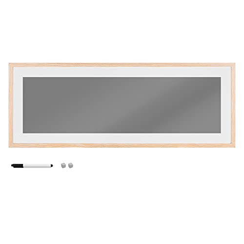 Navaris Memoboard Magnettafel aus Glas 80x30cm - Tafel Magnetwand zum Beschriften - Board magnetisch inkl. Magnete Montage Set und Stift - Grau von Navaris
