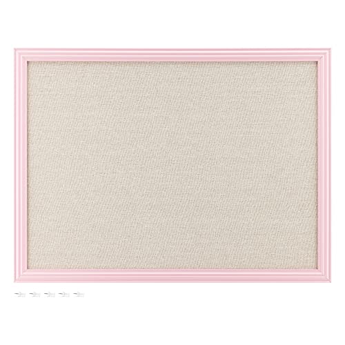 Navaris Memoboard mit Leinenoberfläche - Memoboard 58x43 cm mit Pinnwand aus Leinen - Pinwand Stofffläche mit Rahmen - inkl. Stecknadeln Pins - Rosa von Navaris