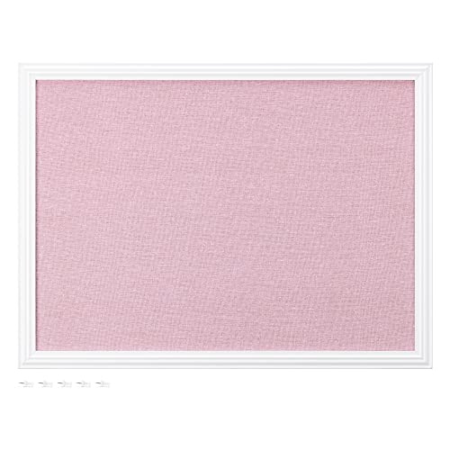 Navaris Memoboard mit Leinenoberfläche - Memoboard 58x43 cm mit Pinnwand aus Leinen - Pinwand Stofffläche mit Rahmen - inkl. Stecknadeln Pins - Weiß Rosa von Navaris