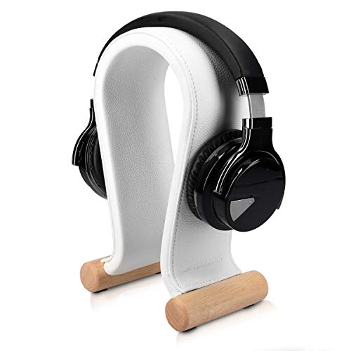 Navaris Universal Kopfhörerständer mit Kunstleder Bezug - Kopfhörer Halter Gaming Headset Halterung - On Ear Headphone Stand - in Weiß von Navaris