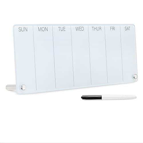 Navaris Wochenplaner aus Glas abwischbar - Whiteboard Kalender für Büro Schreibtisch - trocken abwischbar - Desktop Notizboard Organizer Terminplaner von Navaris