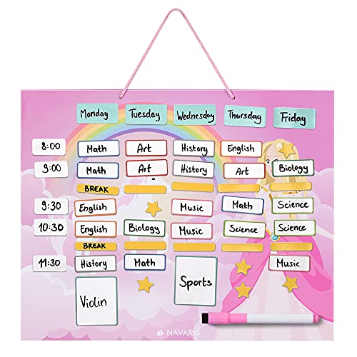 Navaris abwischbarer Wochenplan magnetisch 40 x 32cm - mit 115 Magneten und Stift - individualisierbare Magnettafel Familienplaner Wochenplaner Tafel von Navaris