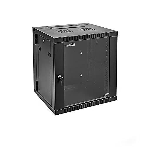 NavePoint 12U Wandhalterung Netzwerkschrank für 48,3 cm (19 Zoll) IT-Ausrüstung, A/V, gehärtete Glastür, abnehmbare Seitenwände, Schlösser, aufklappbar, Lüfter, 450 mm von NavePoint