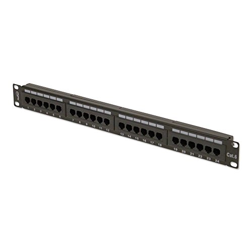 Navepoint 24-Port Cat6 UTP geschirmtes Patchpanel für 48,3 cm (19 Zoll) Wand- oder Rackmount-Ethernet-Netzwerk, 1U, Schwarz von NavePoint