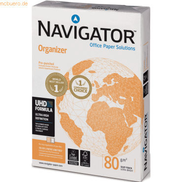 Navigator Kopierpapier Organizer 824709A80 Seiten 2fach gel. 2.500 Bla von Navigator