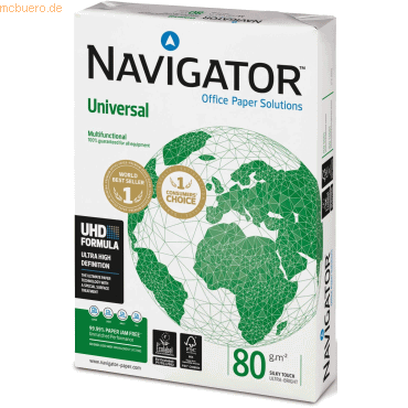 Navigator Kopierpapier Universal A4 80g/qm VE=500 Blatt weiß von Navigator
