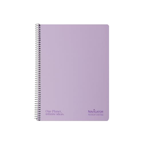 Navigator | Notizbuch A4 Hardcover | Lavendel | 4x4 kariert | Kartoneinband weich | 80 Blatt 80g | Spiralverschluss Coil-Lock | Premium Writing Perfektes Schulmaterial von Navigator