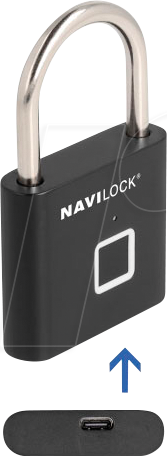 NAVILOCK 20965 - Vorhängeschloss mit Fingerabdrucksensor, 75 x 45 x 13 mm, schwar von Navilock