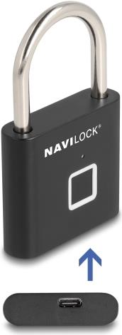 Navilock Vorhängeschloss mit Fingerabdruck 75 x 45 13 mm schwarz (20965) von Navilock