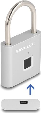 Navilock Vorhängeschloss mit Fingerabdruck 75 x 45 13 mm silber (20966) von Navilock