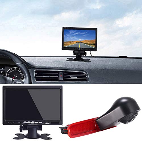 1280 * 720 Pixels Third 3rd Bremsleuchte Rückfahrkamera Bremslicht Rückansicht + 7" LCD Auto Monitor für VW T5 Multivan T6 Caravelle Heckklappe Hochdach Transporter Business MPV SUV von Navinio