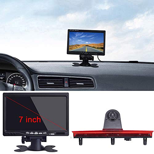 Bremsleuchte Rückfahrkamera Bremslicht Rückansicht mit Nachtsicht Wasserdicht Rückfahrsystem + 7" LCD Auto Monitor für VW T5 Bus Transporter Multivan Caravelle Business 2003-2015 von Navinio